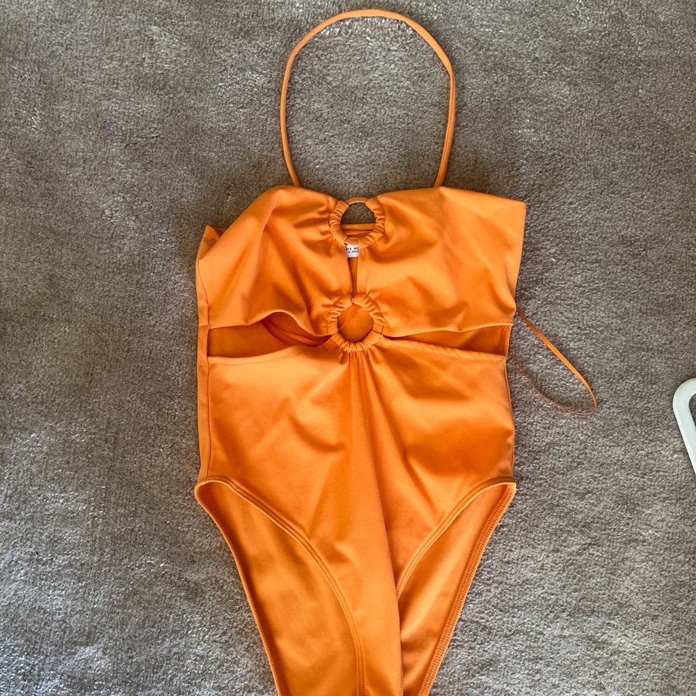 Zara Orange Ruched Bodysuit